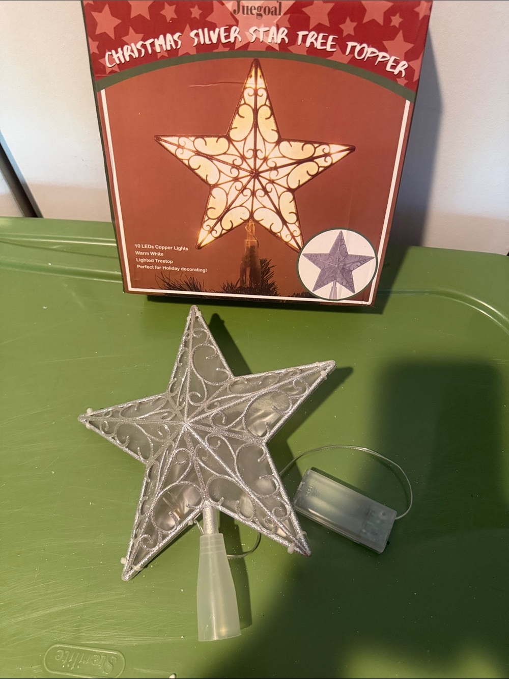 Silver Star Tree Topper - Lighted Holiday Accent